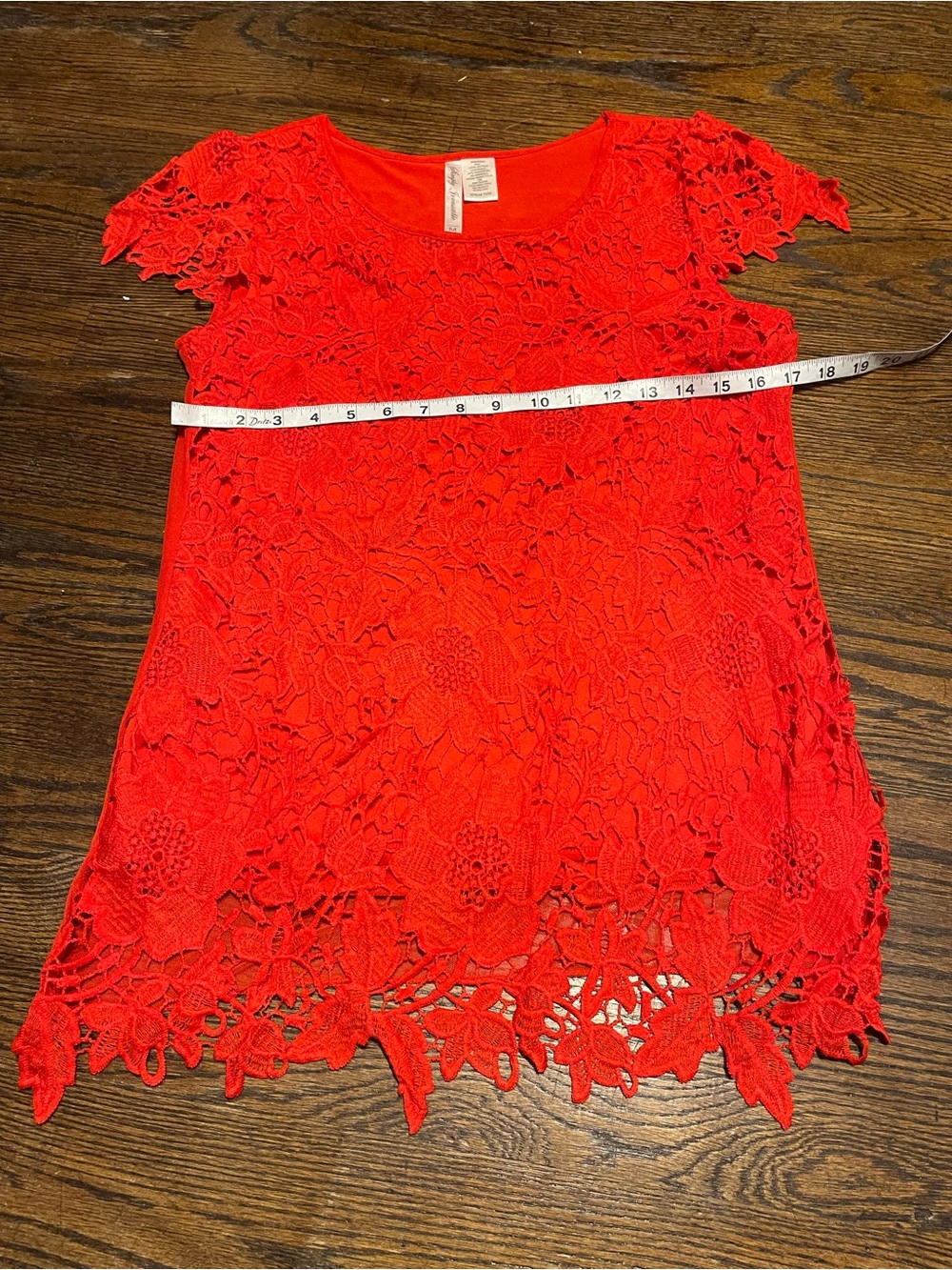 Simply Irresistible Red Lace Short Sleeve Scoop Neck Top size M 100% cotton - Picture 12 of 12